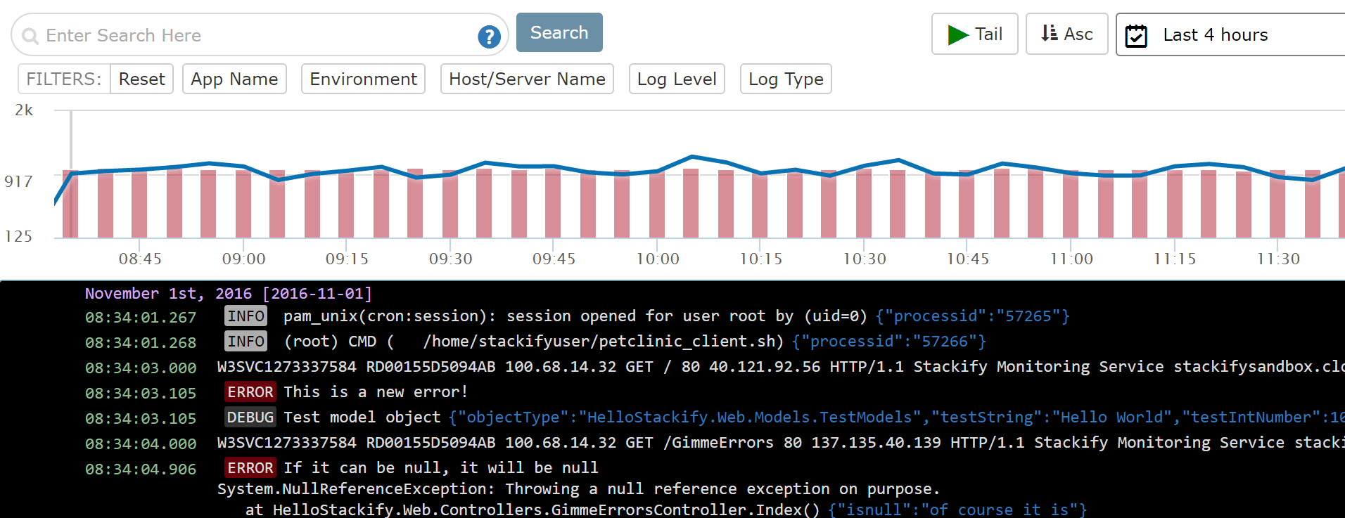 Monitor application logs