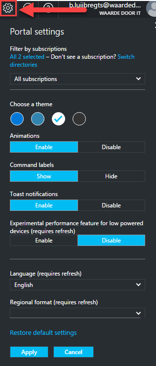 azure-portal-settings