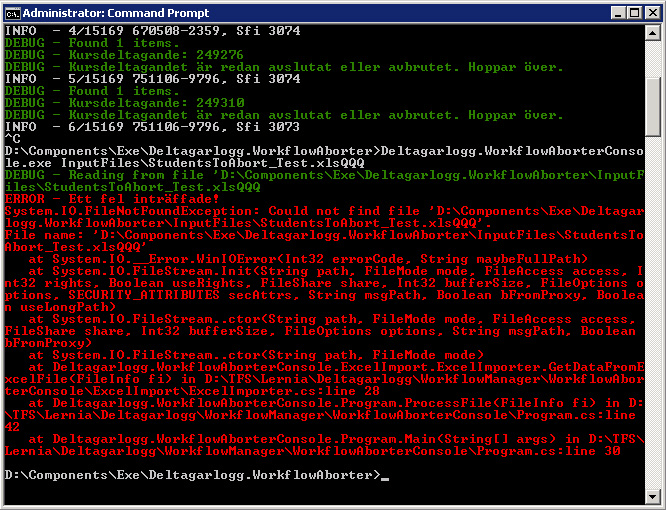 Colored console for log4net