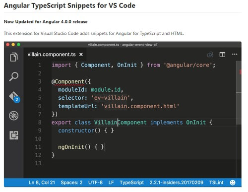 Angular v4 TypeScript Snippets