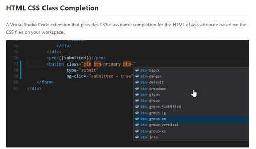 HTML CSS Class Completion