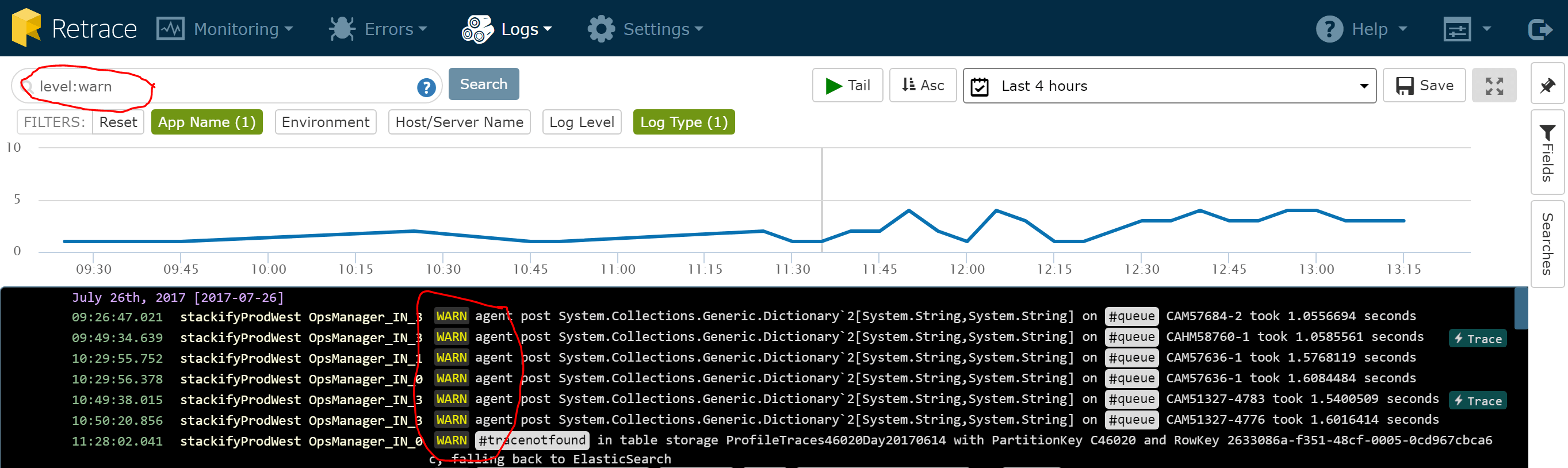 Retrace Cloud Logging Service