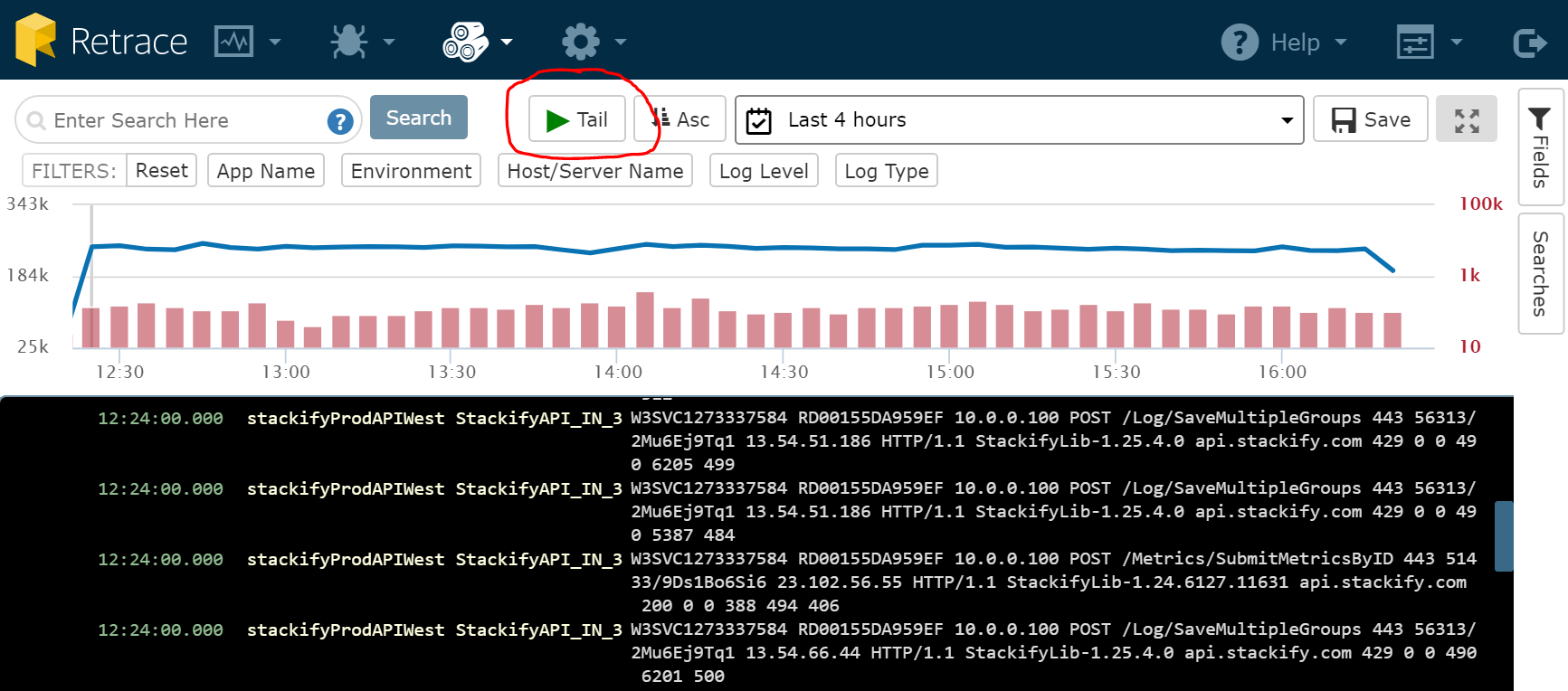 Log Tailing Across Multiple Servers via Retrace