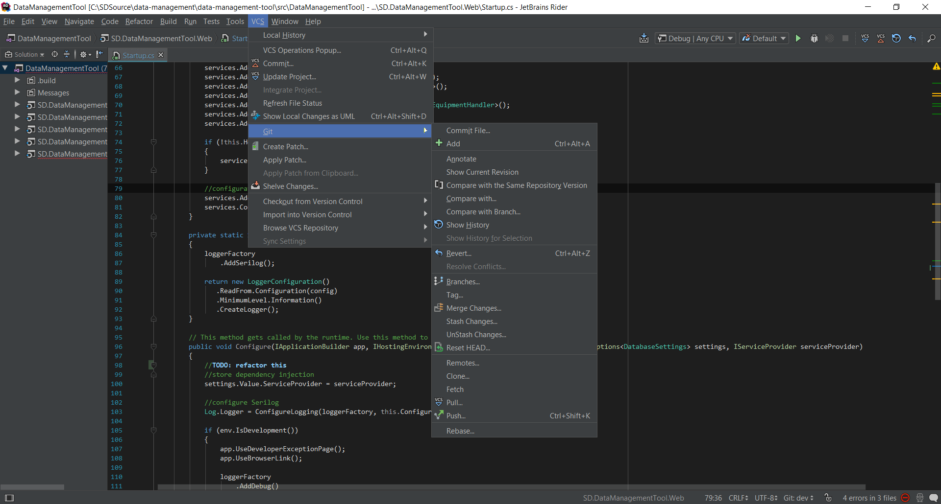 Как открыть проект visual studio в rider