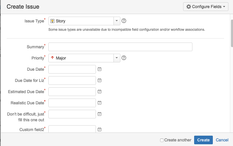 if jira has too many fields, it can get pretty ridiculous