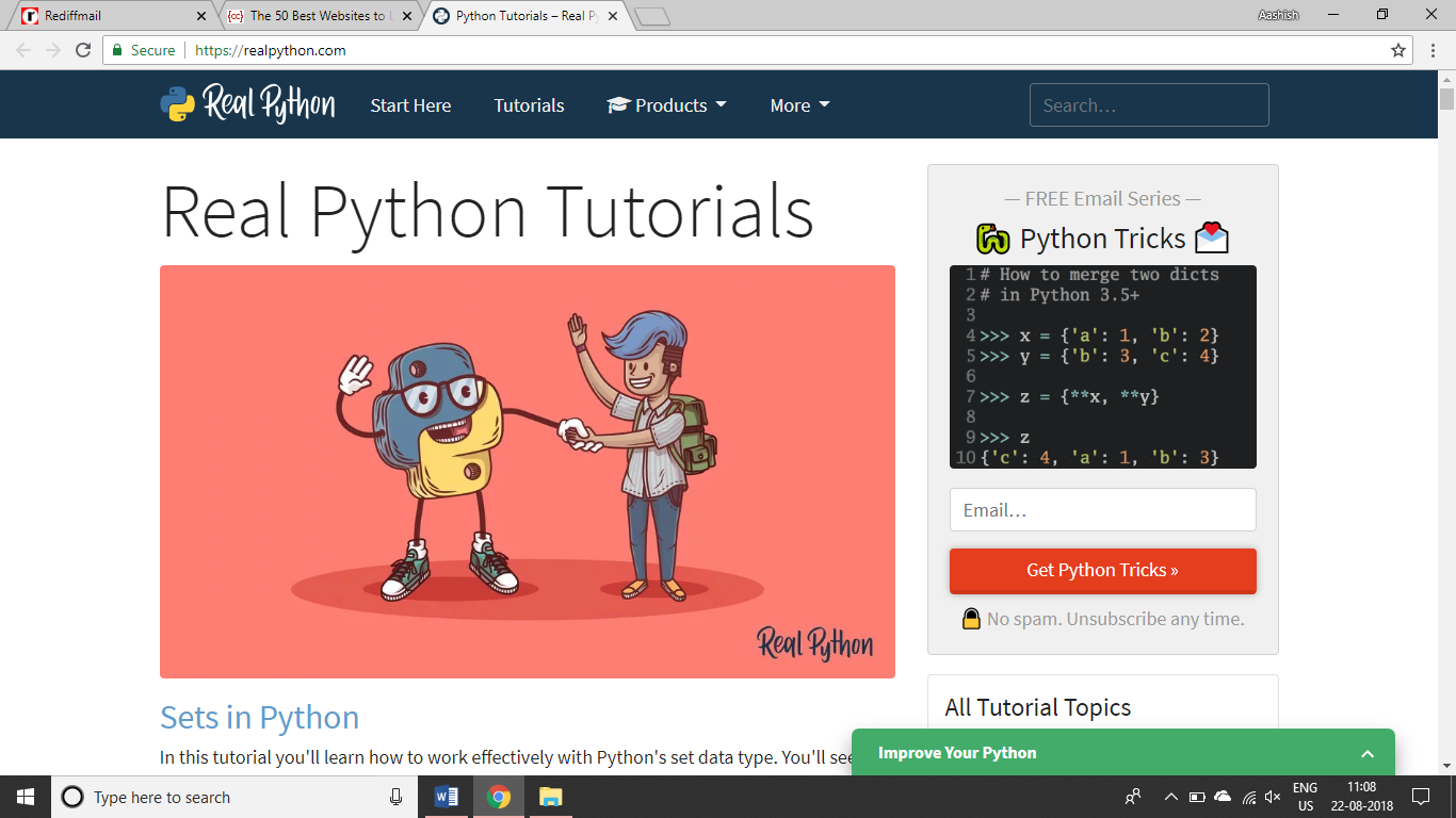 learn python: tutorials for beginners, intermediate, and advanced