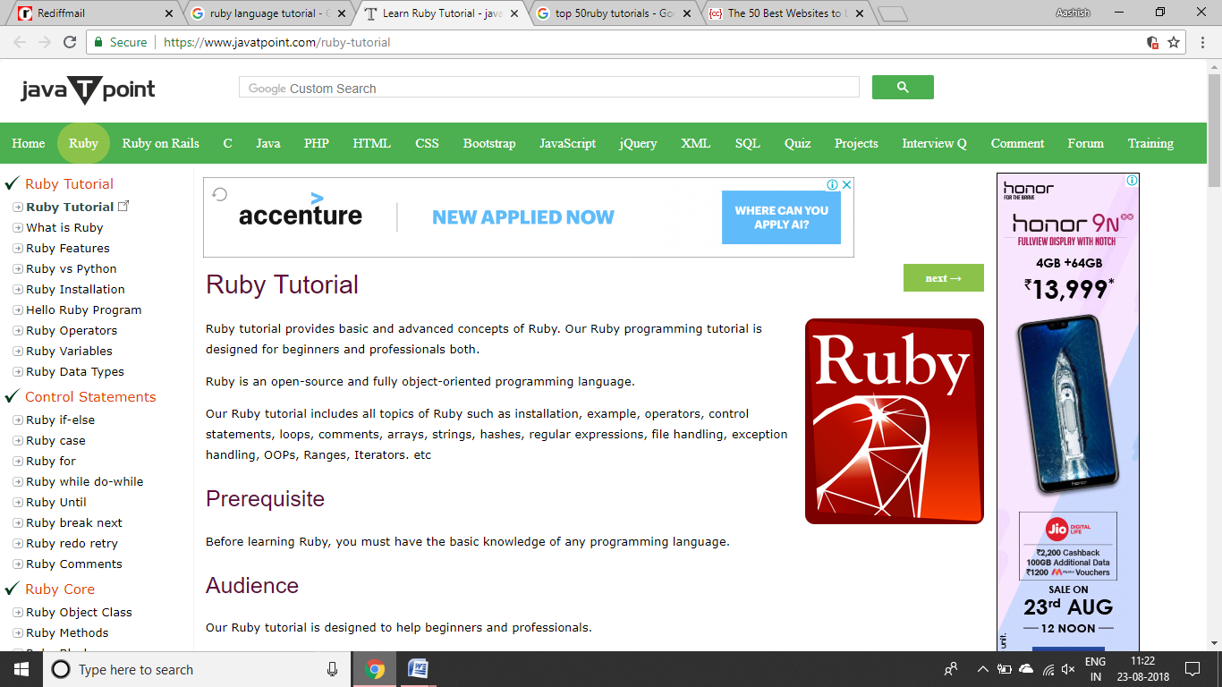 JavaTPoint Ruby Tutorial