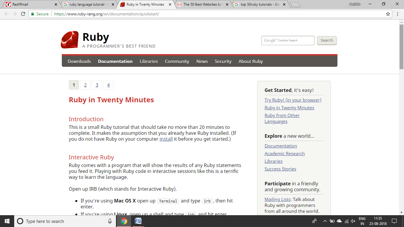 Ruby in 20 Minutes Ruby Tutorial