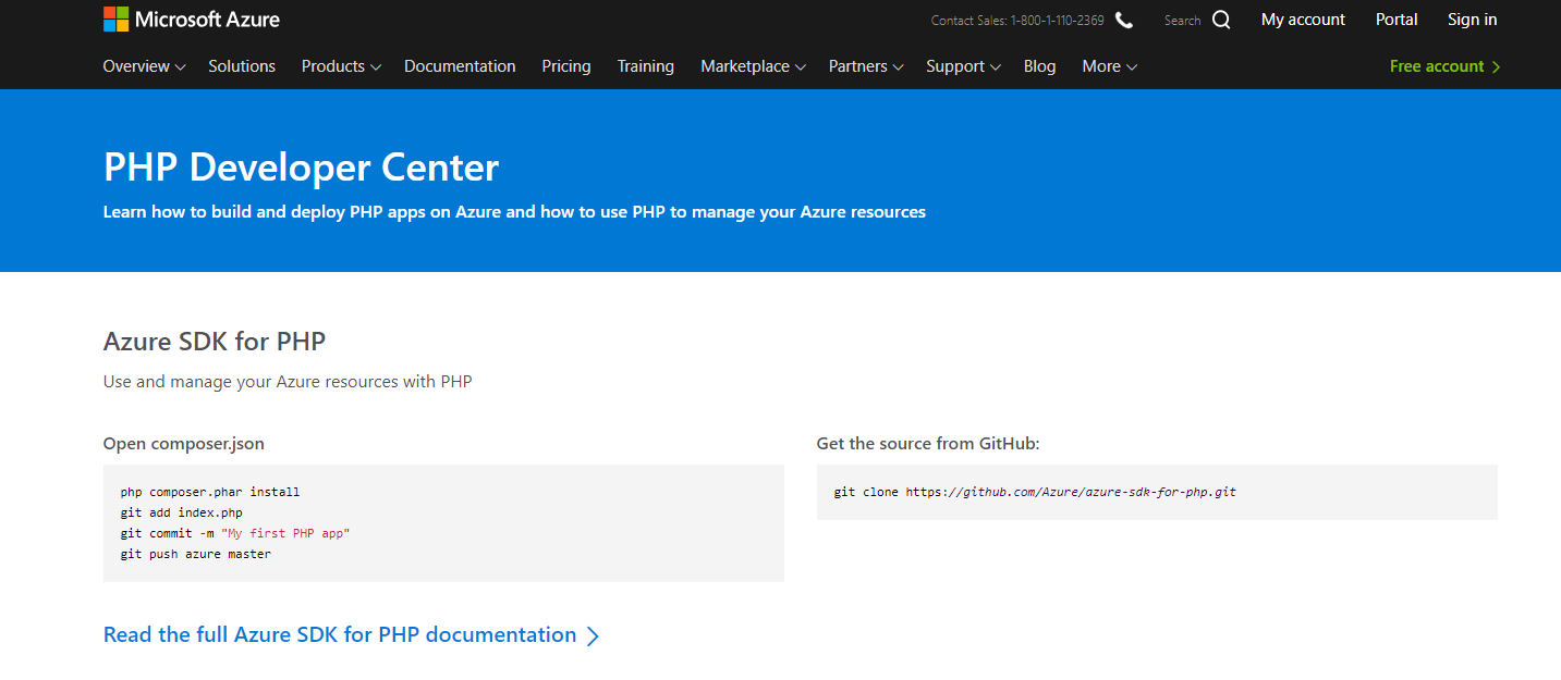 Microsoft Azure PHP Tutorials and Documentation