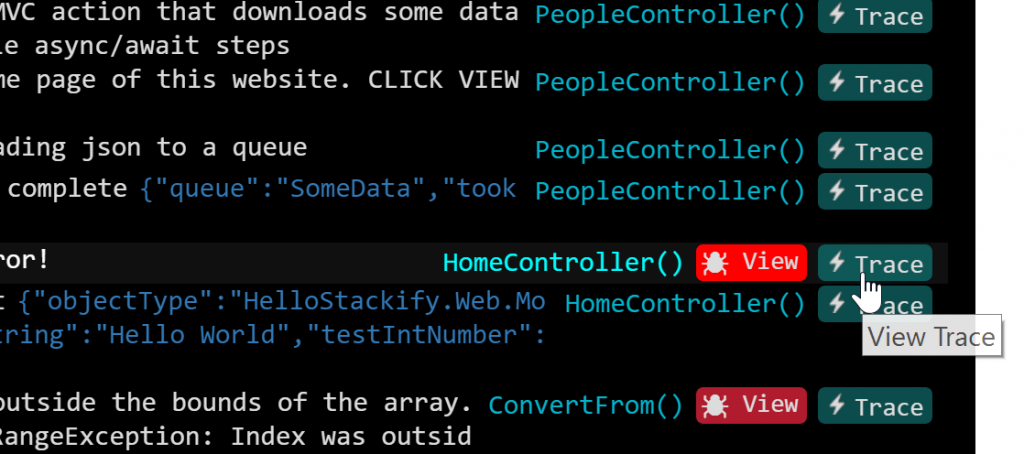 This is how logs are shown in Retrace: