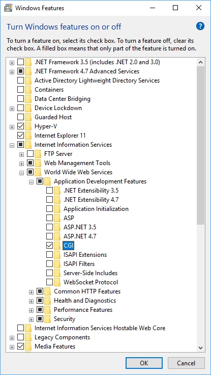 configuring php on iis web server windows 10