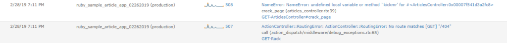 Retrace occurrences, date, time and error names