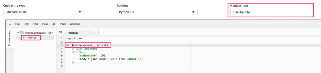 lambda code entry type